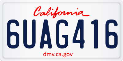 CA license plate 6UAG416