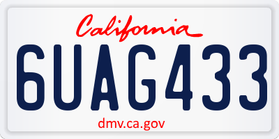 CA license plate 6UAG433