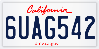 CA license plate 6UAG542