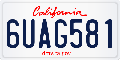 CA license plate 6UAG581