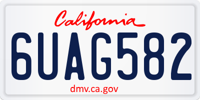 CA license plate 6UAG582