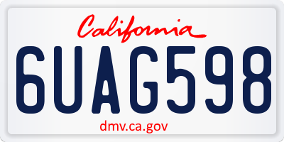 CA license plate 6UAG598