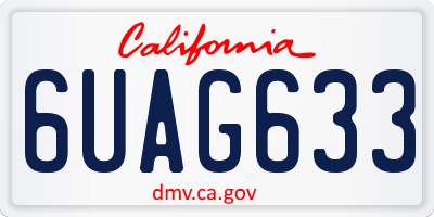 CA license plate 6UAG633
