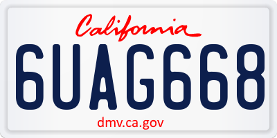 CA license plate 6UAG668