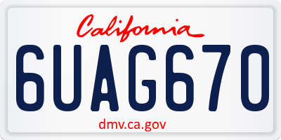 CA license plate 6UAG670