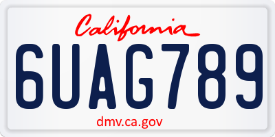 CA license plate 6UAG789