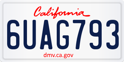 CA license plate 6UAG793