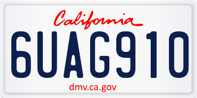CA license plate 6UAG910