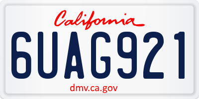 CA license plate 6UAG921