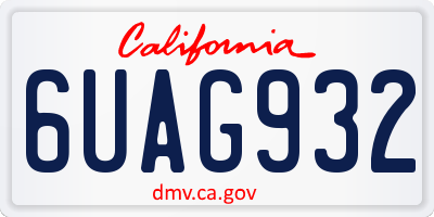 CA license plate 6UAG932