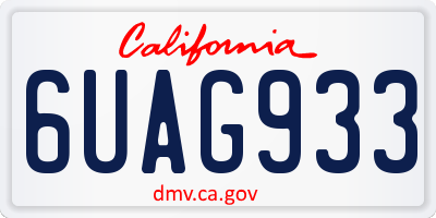 CA license plate 6UAG933