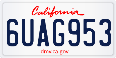 CA license plate 6UAG953