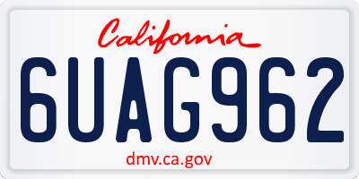 CA license plate 6UAG962