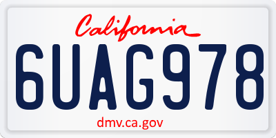 CA license plate 6UAG978