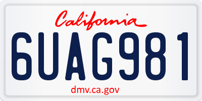CA license plate 6UAG981