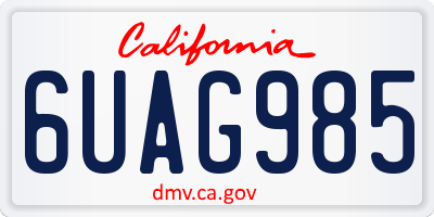 CA license plate 6UAG985