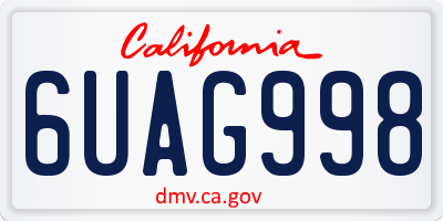 CA license plate 6UAG998