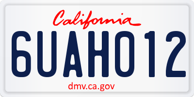 CA license plate 6UAH012