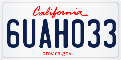 CA license plate 6UAH033