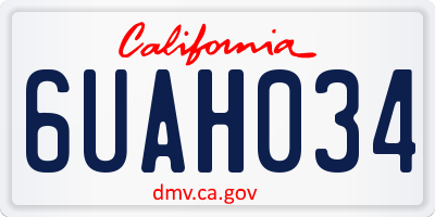 CA license plate 6UAH034
