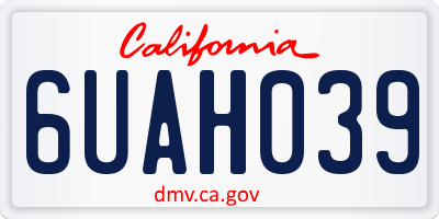 CA license plate 6UAH039