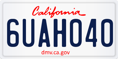 CA license plate 6UAH040