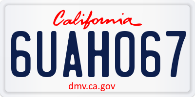 CA license plate 6UAH067