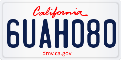 CA license plate 6UAH080