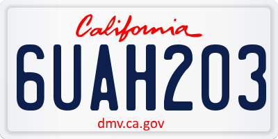 CA license plate 6UAH203