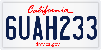 CA license plate 6UAH233