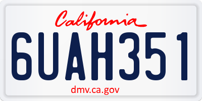CA license plate 6UAH351