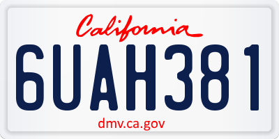 CA license plate 6UAH381
