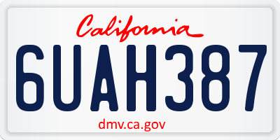 CA license plate 6UAH387