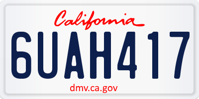 CA license plate 6UAH417
