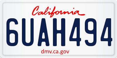 CA license plate 6UAH494