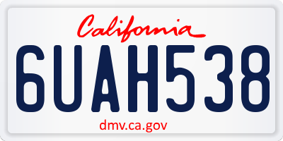 CA license plate 6UAH538
