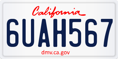 CA license plate 6UAH567