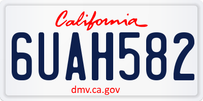 CA license plate 6UAH582