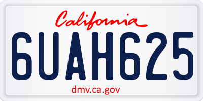 CA license plate 6UAH625