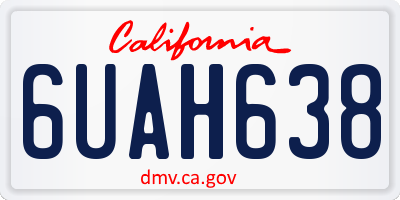 CA license plate 6UAH638