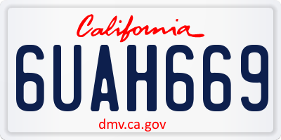 CA license plate 6UAH669
