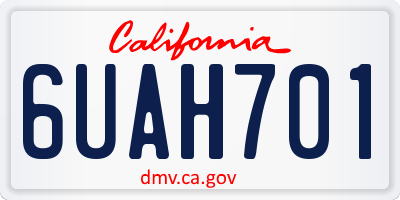 CA license plate 6UAH701