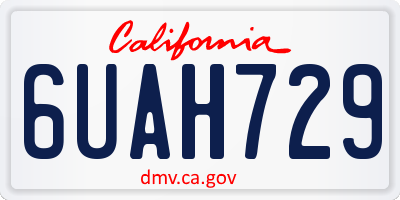 CA license plate 6UAH729