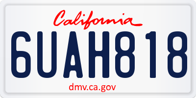 CA license plate 6UAH818