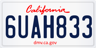 CA license plate 6UAH833
