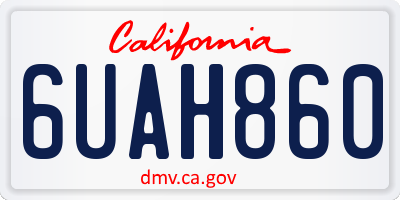 CA license plate 6UAH860