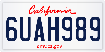 CA license plate 6UAH989