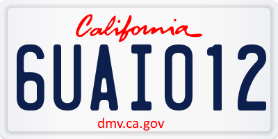 CA license plate 6UAI012