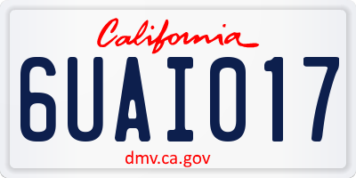 CA license plate 6UAI017