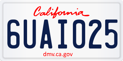 CA license plate 6UAI025